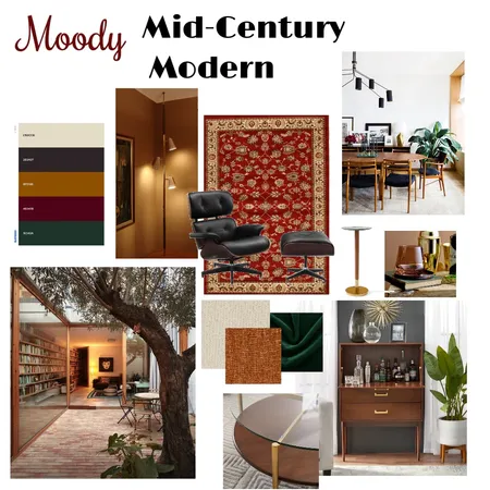 Moody Mid-Century Lounge Interior Design Mood Board by sharongandy on Style Sourcebook