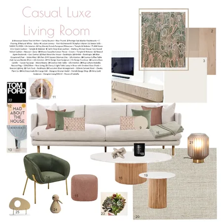 Casual Luxe Living Room Interior Design Mood Board by Rachel Brine on Style Sourcebook