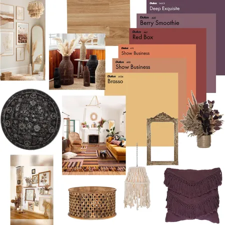 Warm Boho Living Room Interior Design Mood Board by Quen on Style Sourcebook