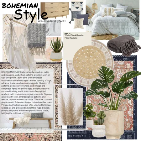 Bohemian Style Bedroom Interior Design Mood Board by Rachel VDK on Style Sourcebook