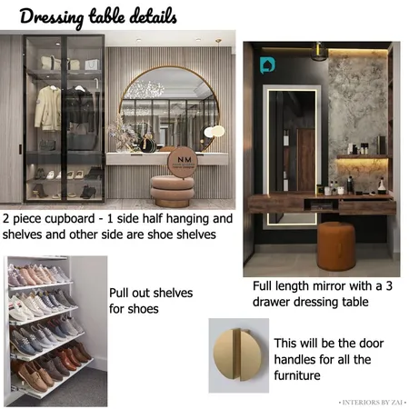 Luxury dressing room details Interior Design Mood Board by Interiors By Zai on Style Sourcebook