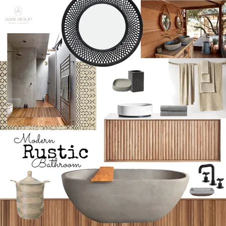 Rustic Bathroom Interior Design Mood Board by Aline Araujo Interior Designer on Style Sourcebook