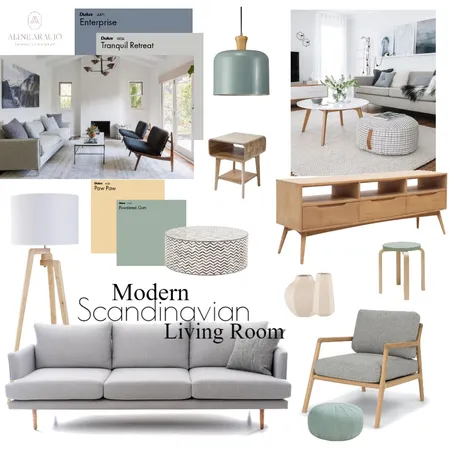 Scandinavian Living Room Interior Design Mood Board by Aline Araujo Interior Designer on Style Sourcebook