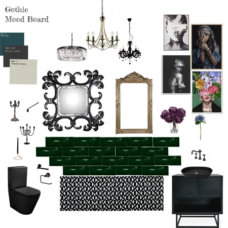 Gothic Powderoom Interior Design Mood Board by Kasa on Style Sourcebook
