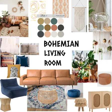 Boho Living Room (A3) Interior Design Mood Board by JCDesigns on Style Sourcebook