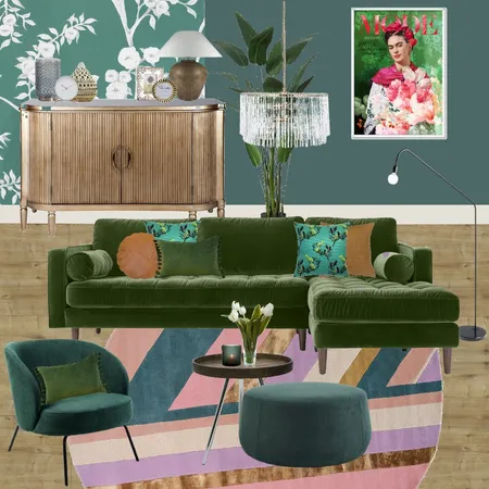 Green Glam Living Room Interior Design Mood Board by Decor n Design on Style Sourcebook