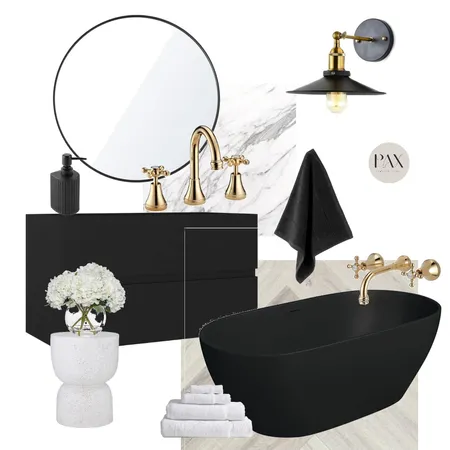 Achromatic Bathroom Interior Design Mood Board by PAX Interior Design on Style Sourcebook