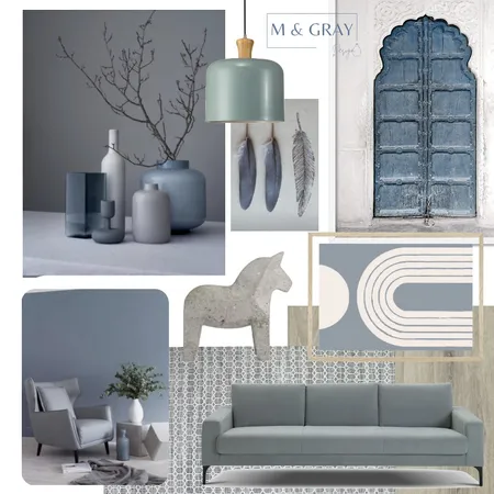 Accented Achromatic Interior Design Mood Board by M & Gray Design on Style Sourcebook