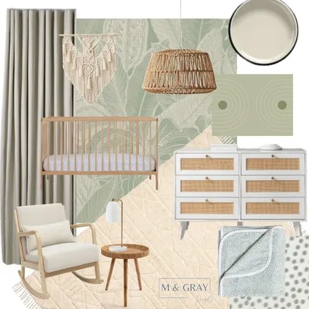 Boho Nursery Sample Board Interior Design Mood Board by M & Gray Design on Style Sourcebook