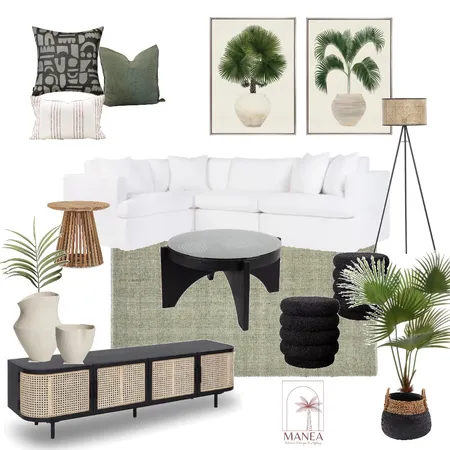 Modern Tropics Living Room Interior Design Mood Board by Manea Interiors on Style Sourcebook