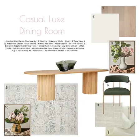 Casual Luxe Dining Room Interior Design Mood Board by Rachel Brine on Style Sourcebook