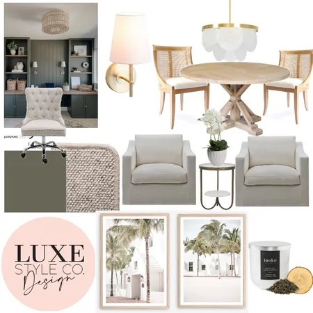 Hamptons Forage Green Study Interior Design Mood Board by Luxe Style Co. on Style Sourcebook