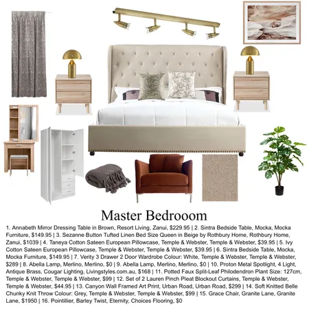 Master bedroom Interior Design Mood Board by Isha02 on Style Sourcebook