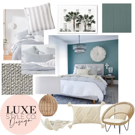 Coastal Hamptons Main Bedroom Interior Design Mood Board by Luxe Style Co. on Style Sourcebook