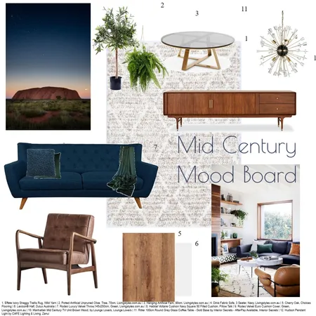Mid Century Modern Board Interior Design Mood Board by bindivella on Style Sourcebook