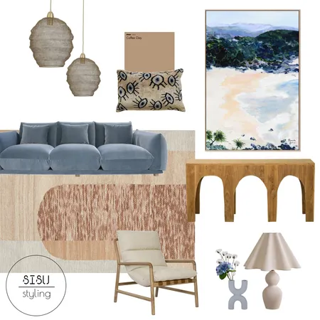 blue and brown lounge Interior Design Mood Board by Sisu Styling on Style Sourcebook