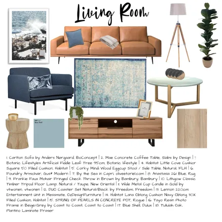 Module 9 - Living Room Final Interior Design Mood Board by Tace on Style Sourcebook