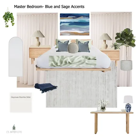 Master Bedroom Blue and Sage Accents Interior Design Mood Board by CSInteriors on Style Sourcebook