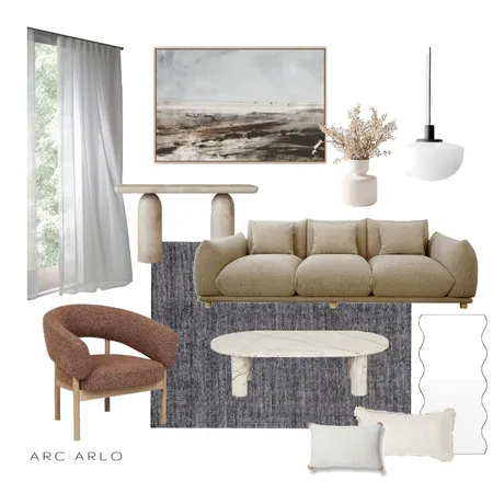 Warm Toned Lounge Room Interior Design Mood Board by Arc and Arlo on Style Sourcebook