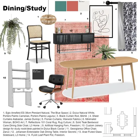 Module 9 - Dining/Study Interior Design Mood Board by The Space Ace on Style Sourcebook