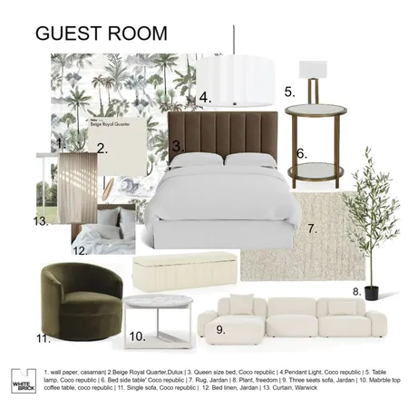 Guest room FF&E BOARD Interior Design Mood Board by Shuiying on Style Sourcebook