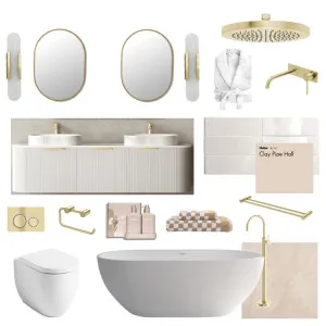 Neutral Gold Bathroom Interior Design Mood Board by Ellie Mannix on Style Sourcebook