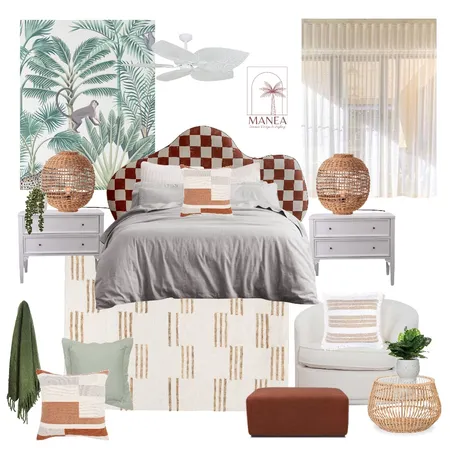 Playful Pattern Bedroom Interior Design Mood Board by Manea Interiors on Style Sourcebook