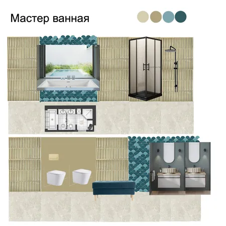 Спальня - санузел в квадранте с мятным креслом Interior Design Mood Board by Putevki.by on Style Sourcebook