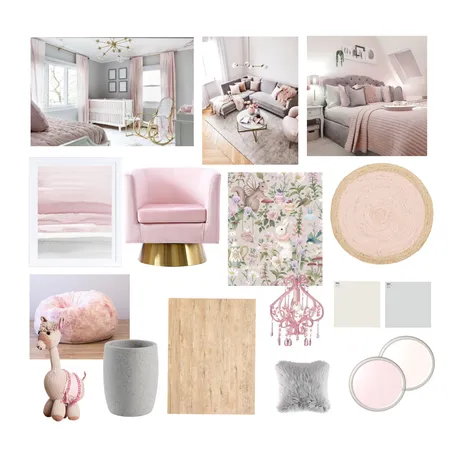 Grey Pink Kid's Bedroom Interior Design Mood Board by Jo Steel on Style Sourcebook