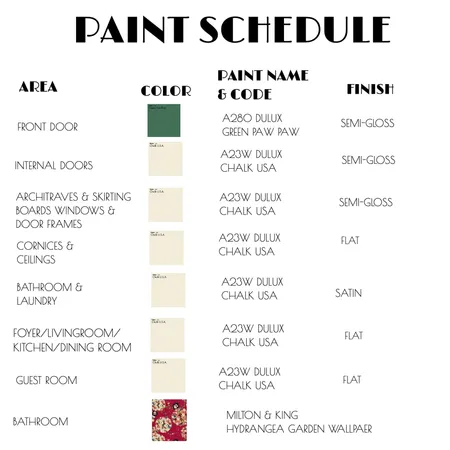 Split Contemporary PAINT SCHEDULE Interior Design Mood Board by NBNDesign on Style Sourcebook