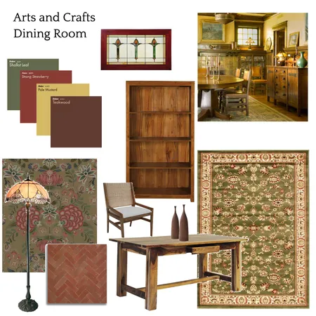 Arts and Crafts Dining Room Interior Design Mood Board by ranaozbilen on Style Sourcebook
