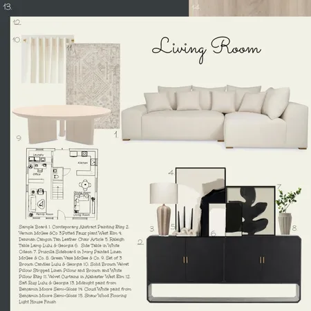 Living Room Sample Board Interior Design Mood Board by chercassady on Style Sourcebook