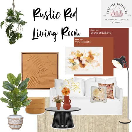 Rustic Red Living Room Interior Design Mood Board by Kohesive on Style Sourcebook