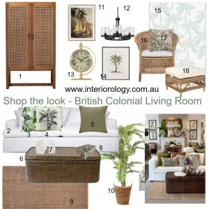 British Colonial Living Room April 2023 Interior Design Mood Board by interiorology on Style Sourcebook