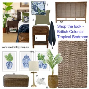 Shop the look - British Colonial Bedroom Option 1 Interior Design Mood Board by interiorology on Style Sourcebook
