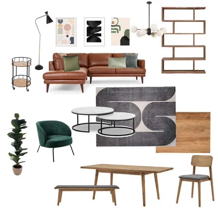Mid Century Modern Living Room Interior Design Mood Board by LeanneBloom on Style Sourcebook