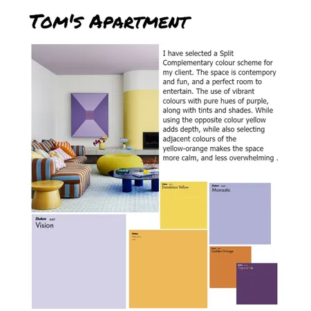 Tom's vibrant apartment Interior Design Mood Board by Huug on Style Sourcebook