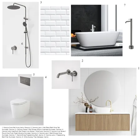 Caroma Gunmetal Liano, Marquis Cove and Decina Elinea Bath Interior Design Mood Board by LaraDelaney on Style Sourcebook