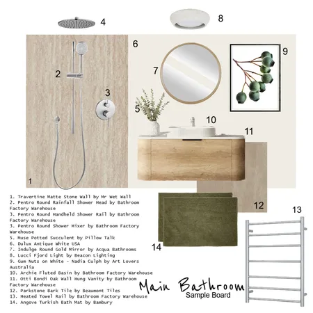 Natural Main Bathroom Interior Design Mood Board by Greenterior Design on Style Sourcebook