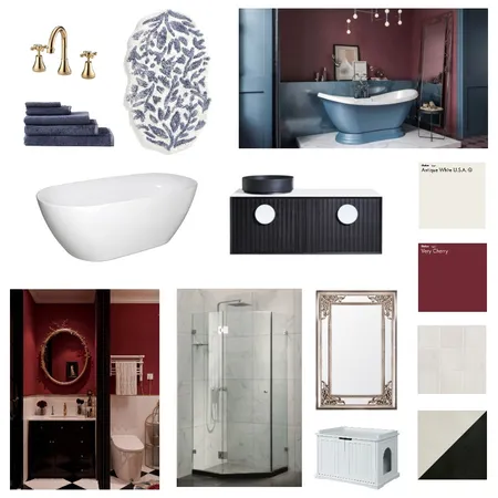 Royal Red Bathroom Interior Design Mood Board by Greenterior Design on Style Sourcebook