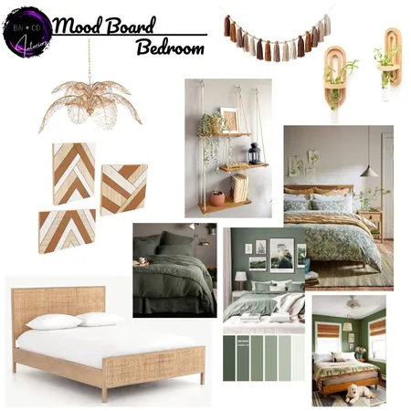 Boho Green Bedroom mood board Interior Design Mood Board by bai12345 on Style Sourcebook