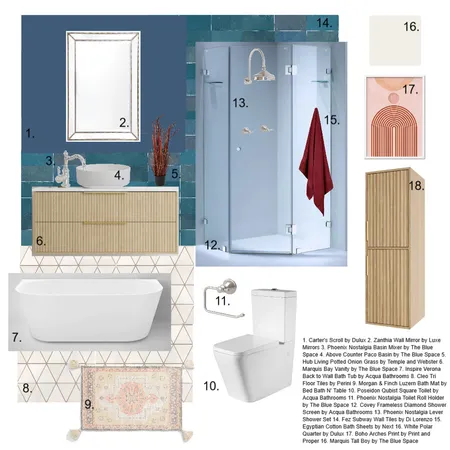 Sample Board - Royal Blue Bathroom Interior Design Mood Board by Greenterior Design on Style Sourcebook