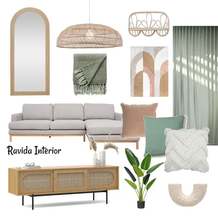 Boho Living Room Interior Design Mood Board by Ravida-interior on Style Sourcebook