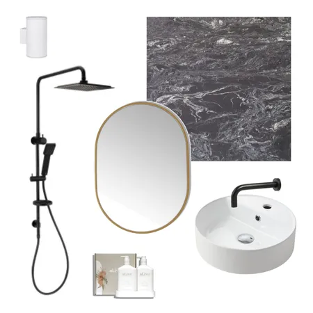 Minimal Moody Bathroom Inspiration Interior Design Mood Board by Bethany Routledge-Nave on Style Sourcebook