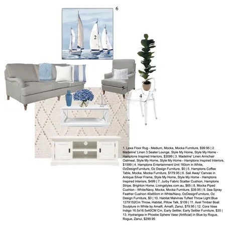 Hamptons living room Interior Design Mood Board by anths18 on Style Sourcebook