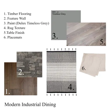 Industrial Dining Paint and Fabric Board Interior Design Mood Board by hayleyponchard on Style Sourcebook