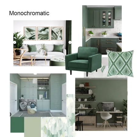 Green Monochromatic Interior Design Mood Board by sermowens on Style Sourcebook