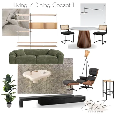 Nick's house- Living/ Dining Concept 1 Interior Design Mood Board by EF ZIN Interiors on Style Sourcebook