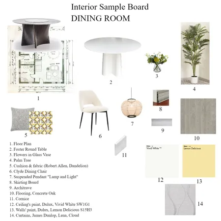 Sample Board - DINING ROOM Interior Design Mood Board by natalia_umrani on Style Sourcebook