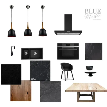 Black & wood Kitchen mood board Interior Design Mood Board by Blue Marble Interiors on Style Sourcebook